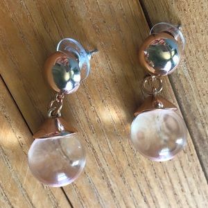 WHBM Lucite Ball Drop Rose Gold Dangle Earrings